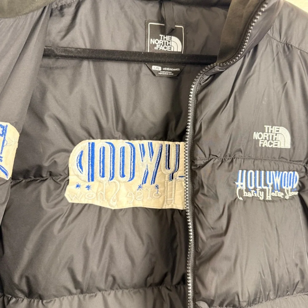 Vtg The North Face Puffer Vest Mens L Black Technical 550 Down Horse‎ Show Logo
